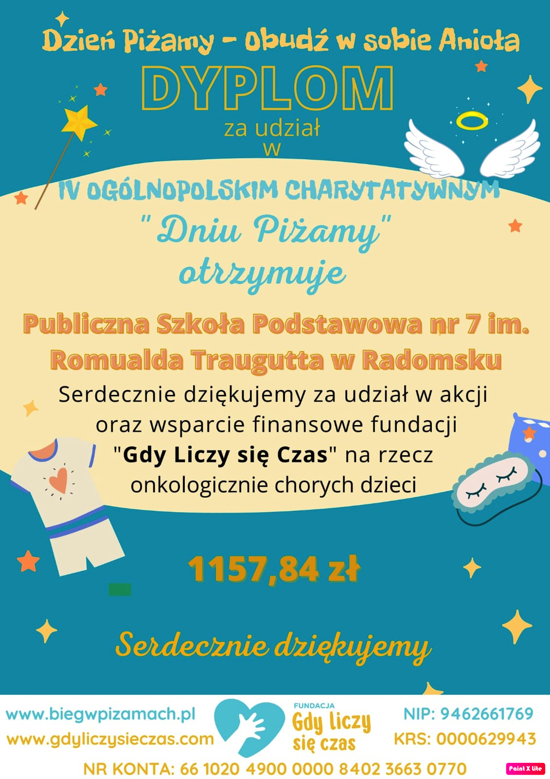 Dyplom za udział w Dniu Piżamy