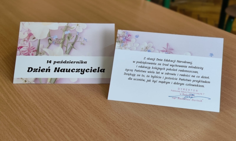 Życzenia od SU z okazji DNA 2025 dla emerytowanych nauczycieli oraz pracowników administracji i obsługi PSP7
