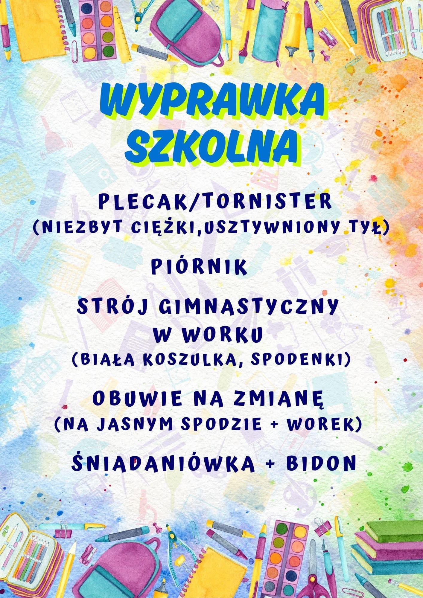 Wyprawka szkolna dla przyszłych pierwszoklasistów na rok szkolny 2026/2027